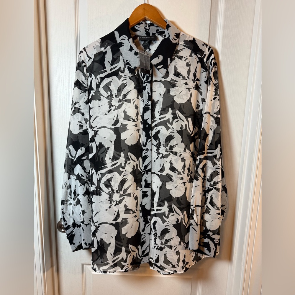 NEW Lane Bryant Silhouette Floral Button Down Shirt Top Sz 22/24 - Picture 6 of 9